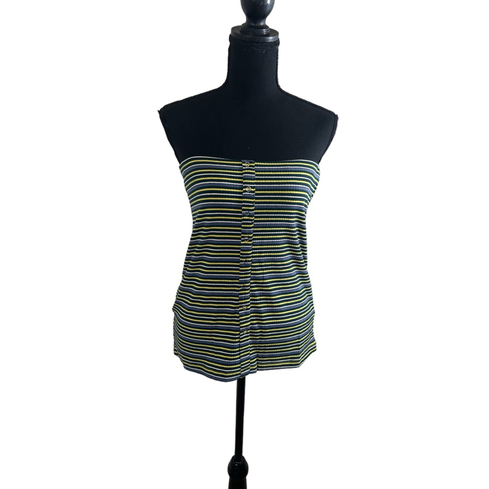 Women's Yellow and Blue Striped Tube Top, Size S, M, L